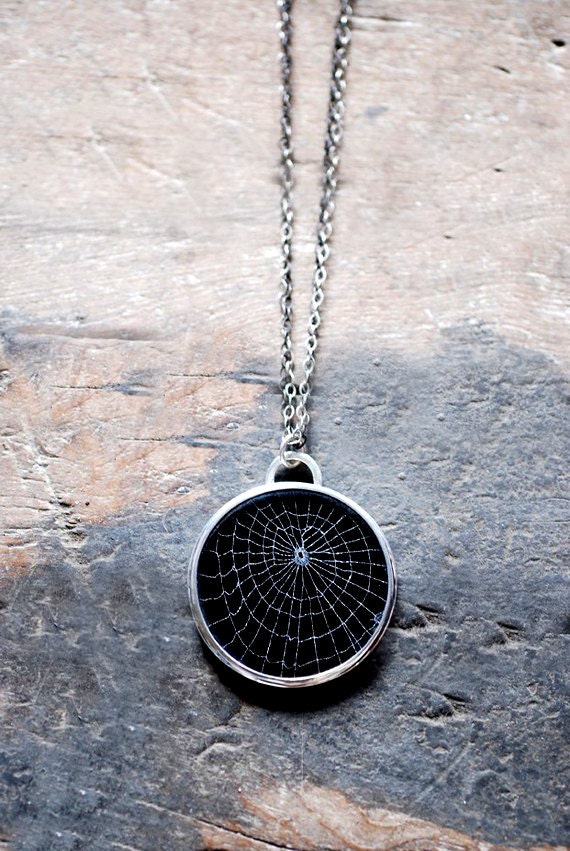 Dollybird Preserved Spider Web Necklace Medium 1 1/2 inches