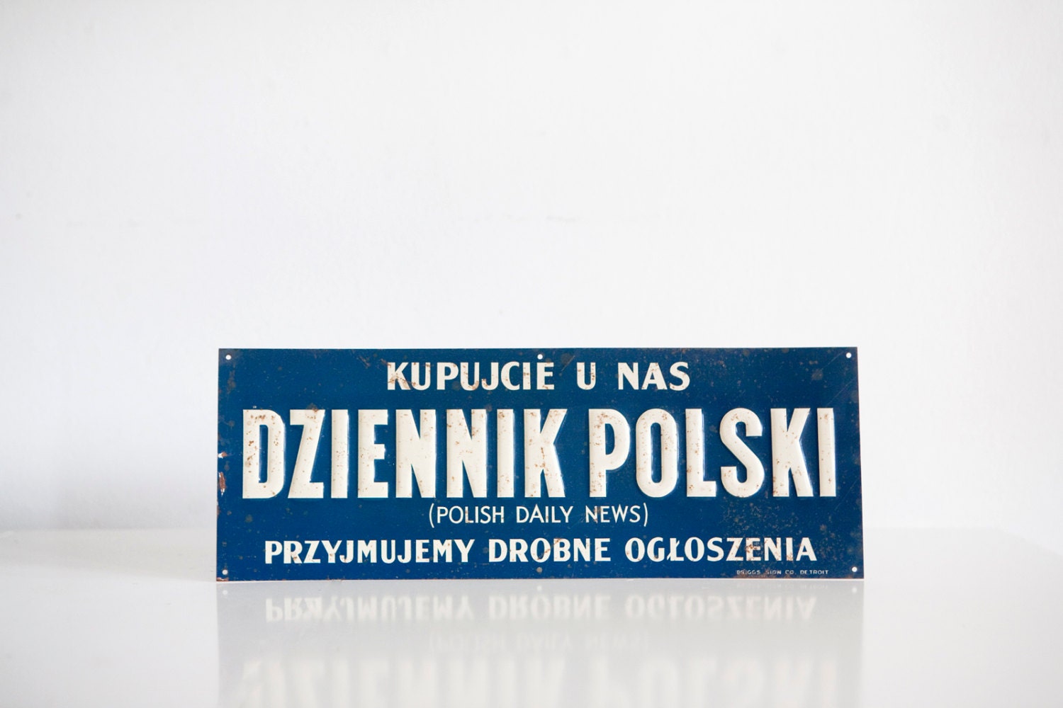 Enamel Vintage Dziennik Polski 'Polish Daily News' Sign
