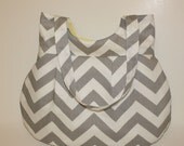 Chevron Gray and Lemon Ice Shoulder Bag or Purse
