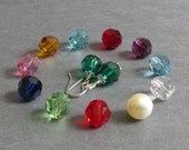 Birthstone Earrings / Swarovski Crystal or Pearl Earrings / 10mm Crystal Drop Earrings / Sterling Silver Earrings - Classic No. 42