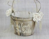 Here Comes The Bride Flower Girl Basket Rustic Country Wedding (Item Number 130096)