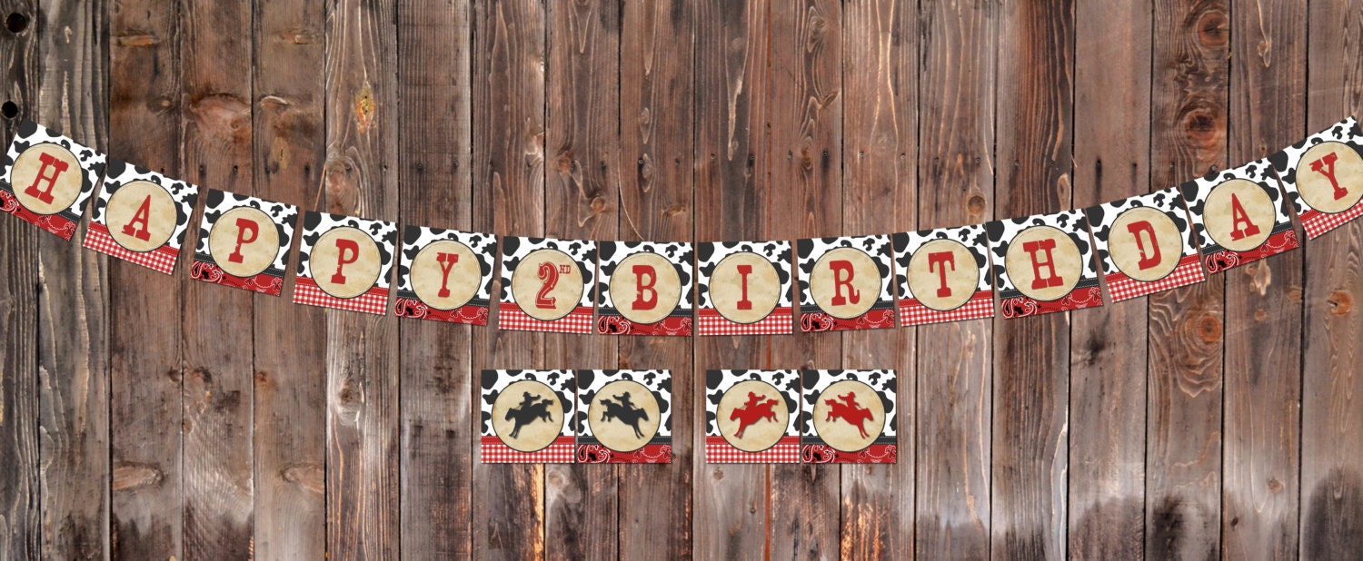 Cowboy Western Themed HAPPY BIRTHDAY banner - Print at Home