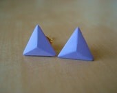 mauve - triangle pyramid clay stud earrings
