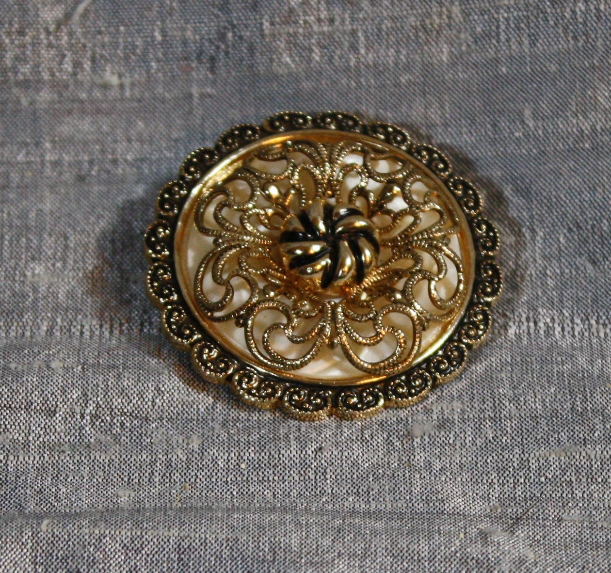 Vintage 1970's Plastic and Filigree West Germany Scarf Clip