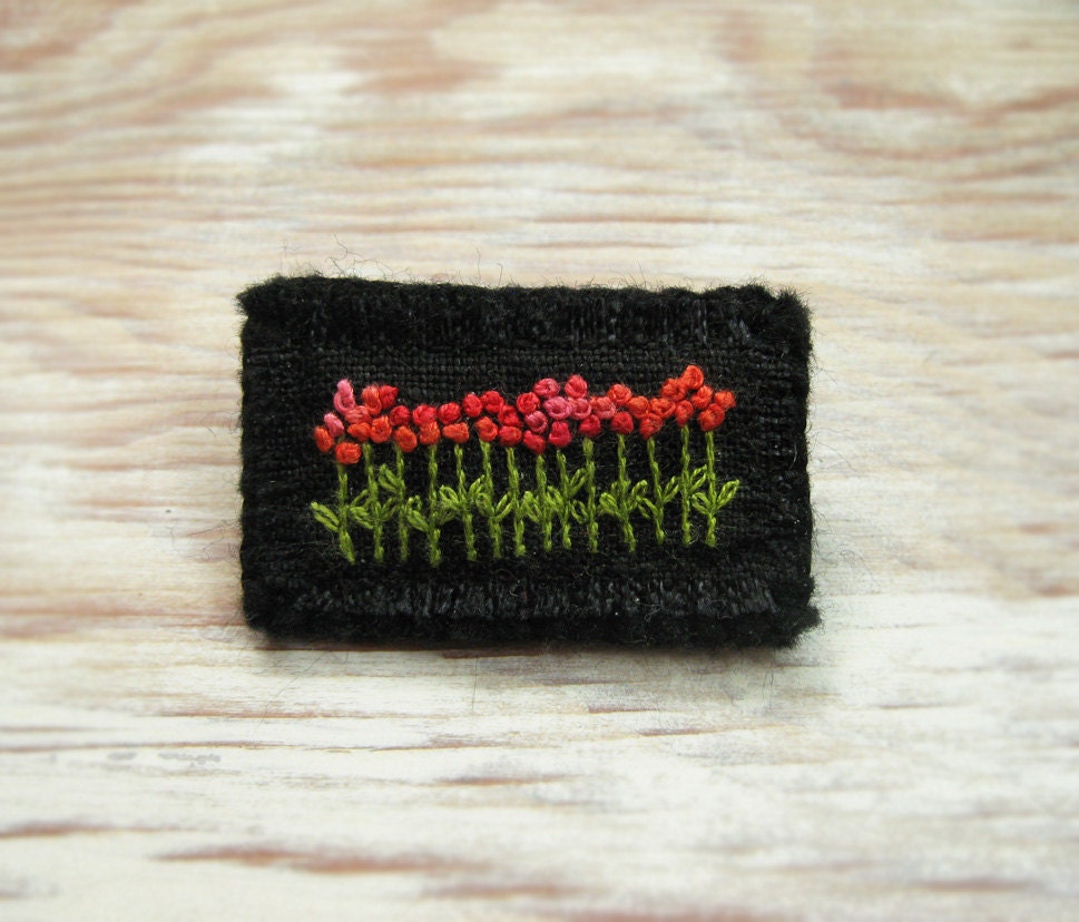 Festive Garden Hand Embroidered Brooch