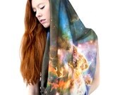 Mystic Mountain Nebula Circle Scarf, Infinity Scarf, Soft Organic Cotton, Cowl Scarf