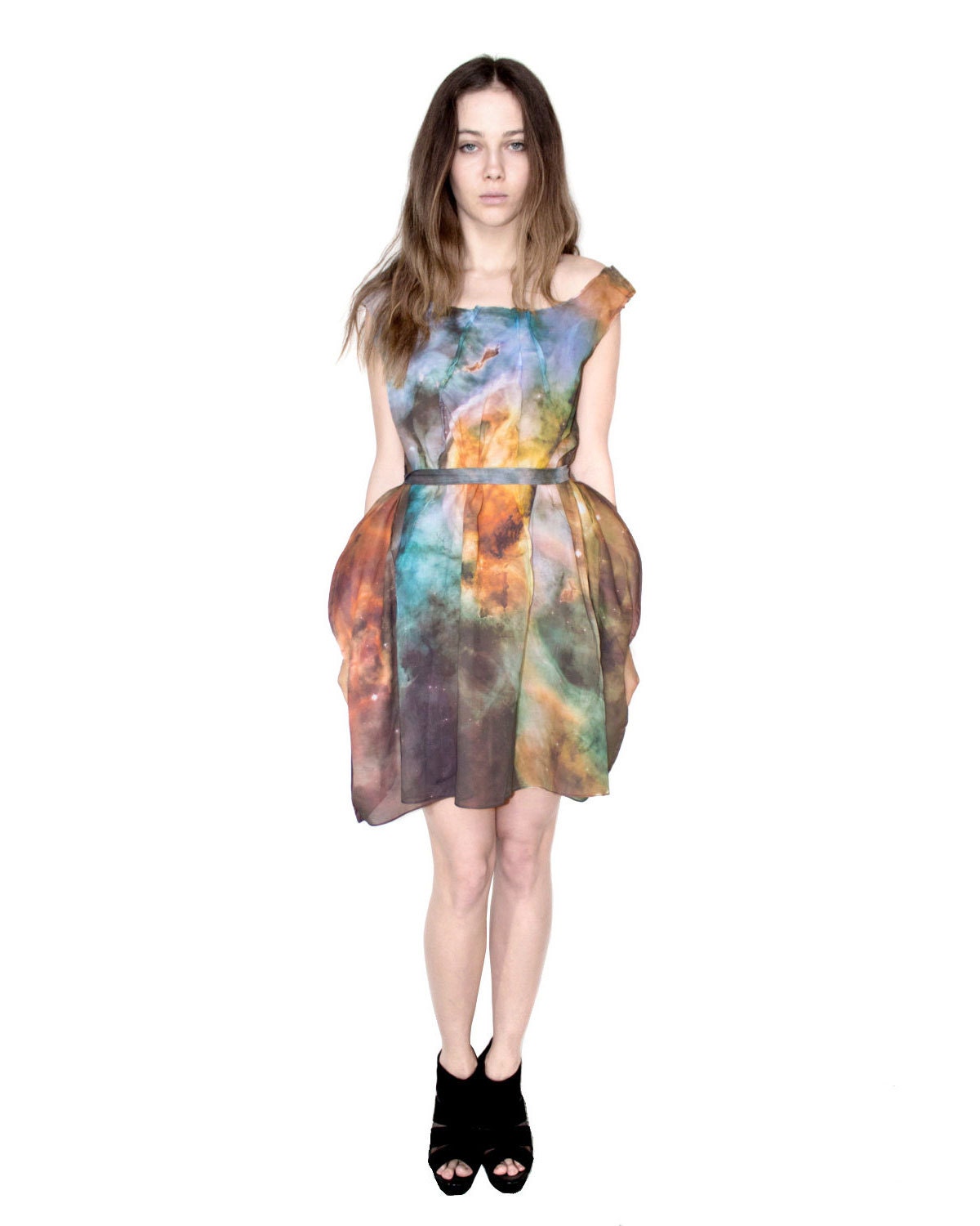 Carina Nebula Cotton Voile Spring Galaxy Dress.