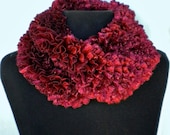 Cowl Red Infinity Scarf Ruffle Ribbon Yarn Glam