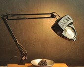 Vintage Black Industrial Task Magnifying Light Swing Arm Drafting Work Lamp