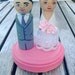 Ready to Ship Brunette Bride with Dark Haired Groom Wedding Cake Topper