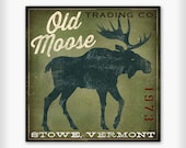PERSONALIZE Old Moose Trading Company -  Rustic Road Sign -  Graphic Art Canvas Wall Art 12 x 12 x 1.5 inches Vintage Style