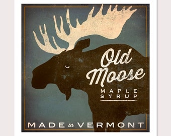 Custom Personalized OLD MOOSE Maple Syrup giclee print 12 x 12 inches SIGNED