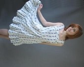 Vintage Sun Dress Summer 50s 70s Blue Print Leaves Vine Medium