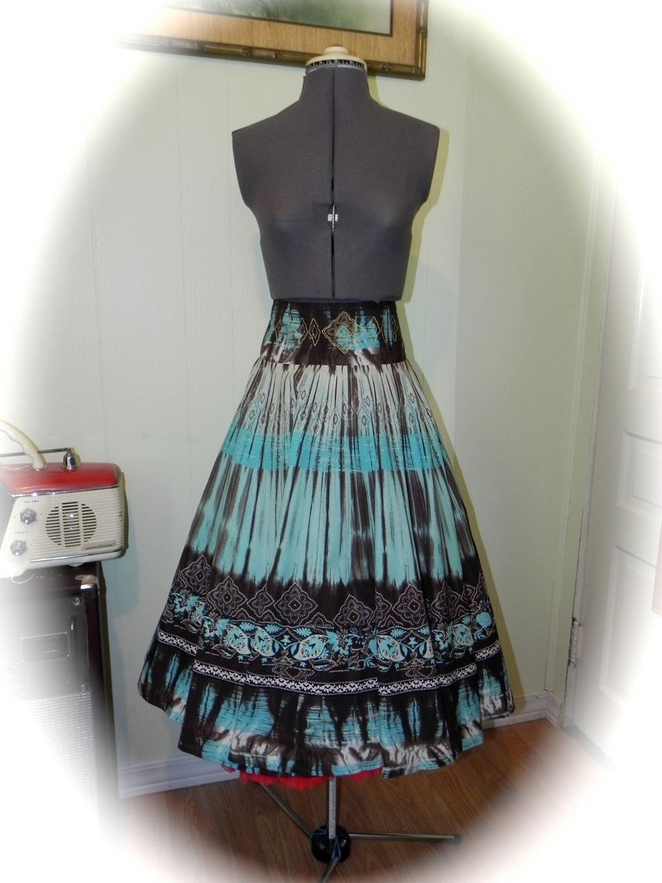 Vintage 50s Style Ethnic Full Circle Skirt Size S