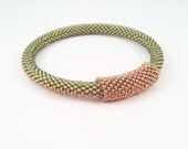 Olive Green and Bronze Beaded Bangle