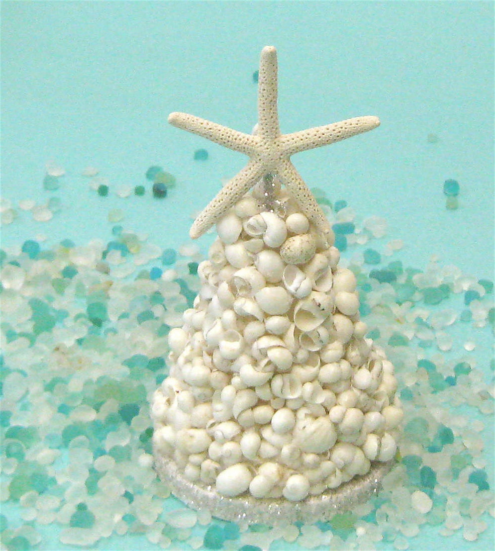 Beach Decor Mini Seashell Christmas Tree with Starfish