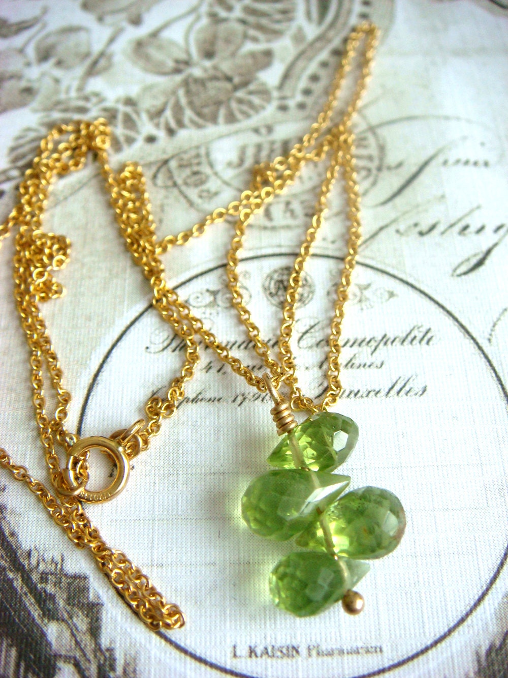 tiny peridot faceted briolettes & 14k gold filled chain necklace - dainty jewelry