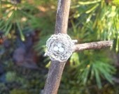 Little Messy Silver Wire Bird's Nest With Seed Pearl "Eggs" Woodland Ring-Size 10