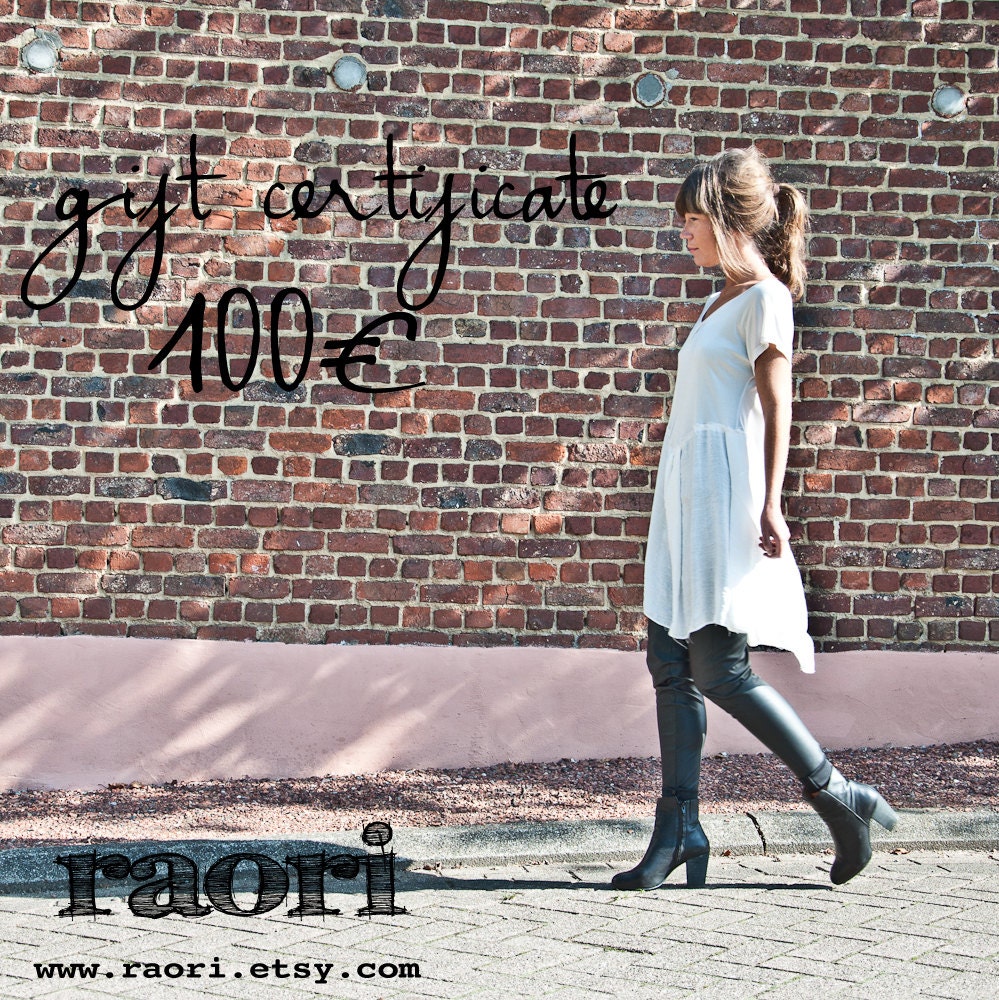 Gift Certificate 100 EUR raori handmade fashion and small things eco fashion