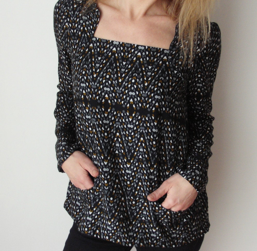 Art deco black print - Blouse "Take Care"