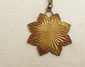 Star Necklace Geometric Necklace Copper Star Brass Pendant Art Deco Minimalist Vintage Star Statement Necklace - Deco Star