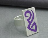 sterling silver and purple resin tribal ring size 7 3/4