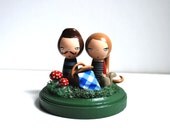 Custom Woodland Picnic Medium-Sized Wedding Cake Topper