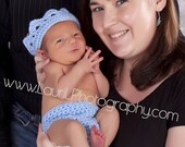 Newborn Crochet Crown and diaper cover set, available in 36 custom colors, photo prop