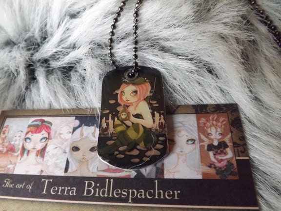 Slightly Toxic - Dog tag NECKLACE pendant fairy poison goth girl