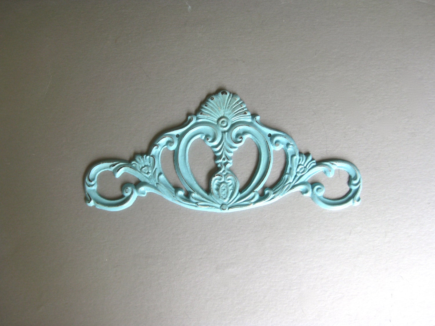 Aqua Blue Scroll, Wall Decor, Shell Design, Beach Decor, Shabby and Chic, Cottage Chic, Home Decor