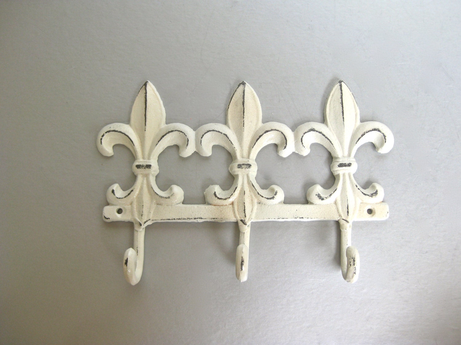 Fleur De Lis Hooks, Wall Hooks, French Provincial, Ivory, Towel Hooks, Shabby and Chic, Paris Apartment