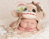 INSTANT DOWNLOAD Crochet Pattern Sock Monkey Hat  Sizes Newborn to Adult Welcome to sell finished items
