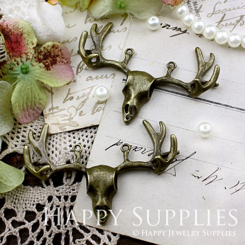 5Pcs Nickel Free - High Quality  Antiqued Vintage Bronze Deer Head Charms / Pendants (SG155)