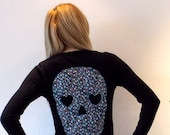 Black Skull Cardigan with floral pattern