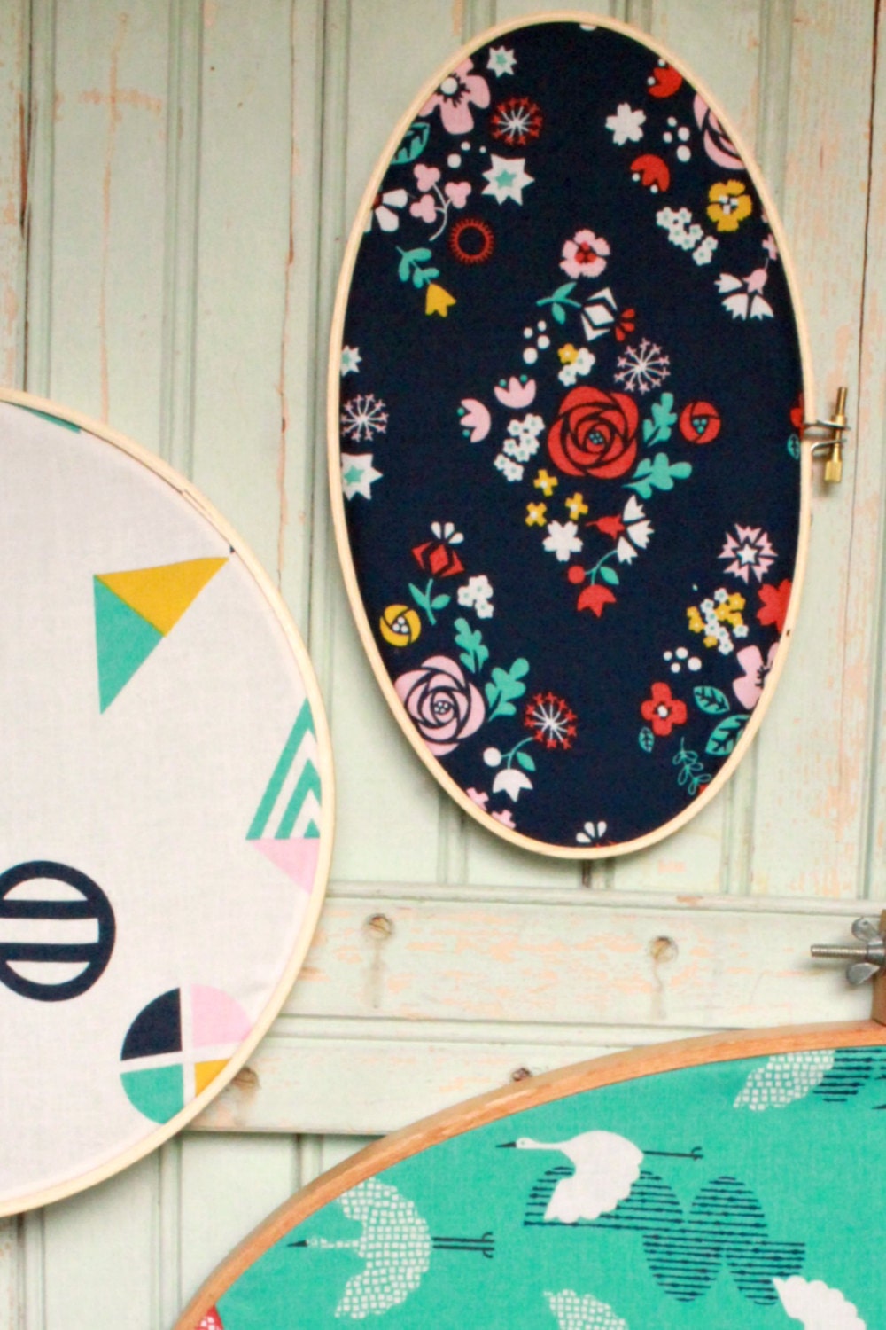 Organic Blossom Festival  - By the Yard Yardage - Tsuru - Navy Pink Turquoise Coral Floral by Cloud9 Fabrics