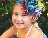 M2M Made to Match Matilda Jane Good Hart Larks Lake Ellie Flower Headband Shabby Chic Pearl Rhinestones Feathers