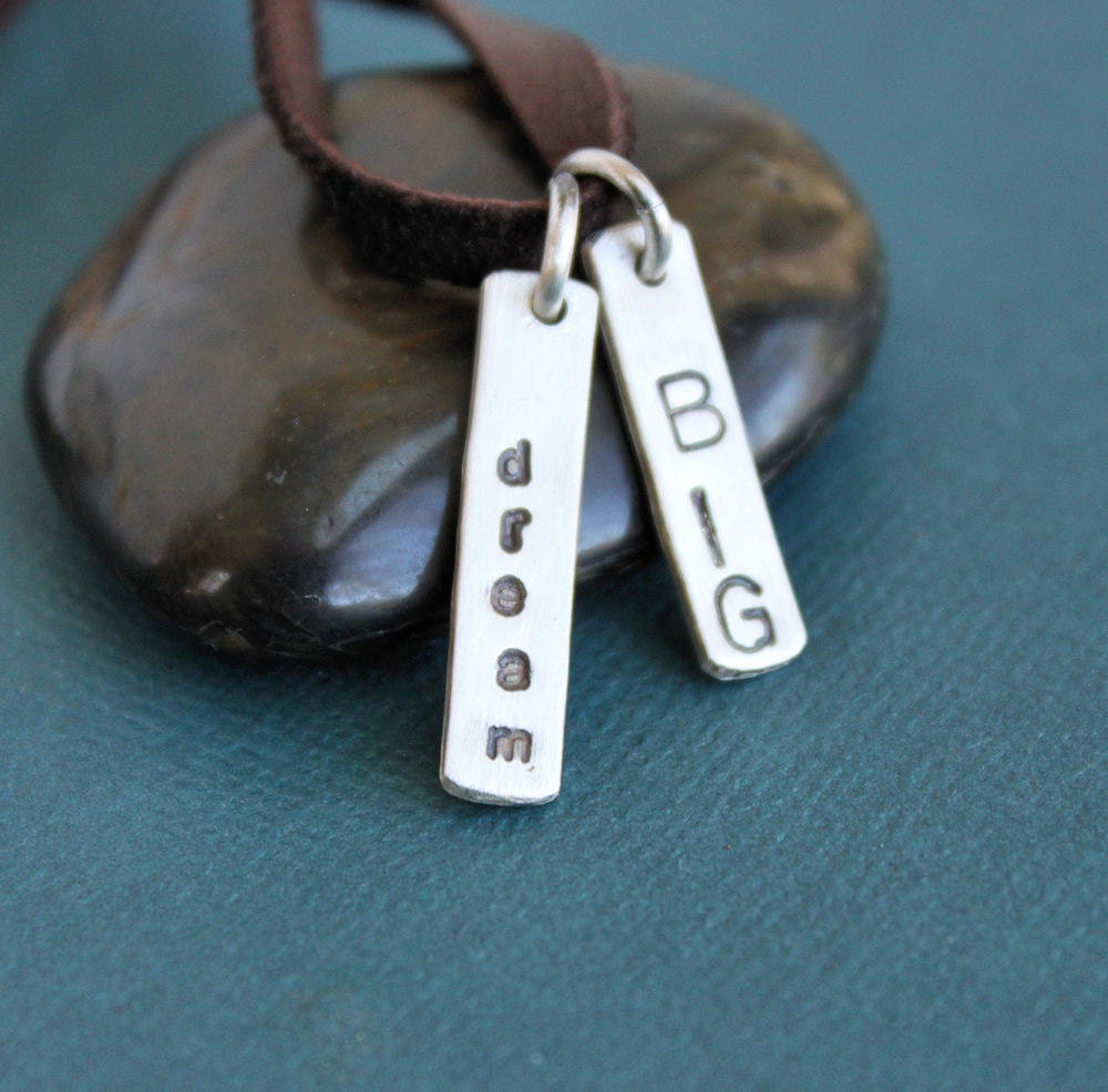 Graduation Gift Dream BIG Sterling Silver Pendant Necklace Leather Cord