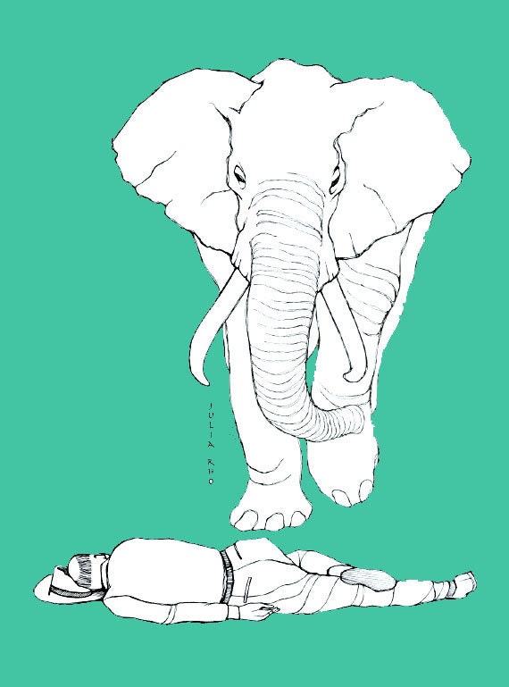stubborn man with elephant