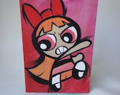 Blossom Power Puff Girls Original Acrylic Painting, Super Hero Series