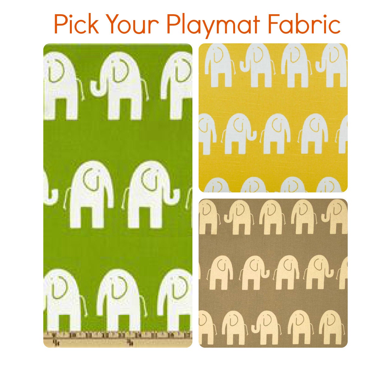 Super Size Baby Play Mat with Marching Elephants, Double Padded Quilted Baby Activity Mat