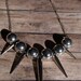 Silver Spike Necklace with Teal or Navy Blue Leather