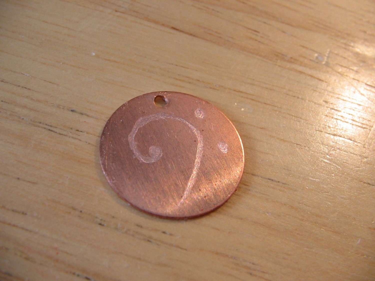 Bass Clef Engraved Copper Pendant Charm Tag