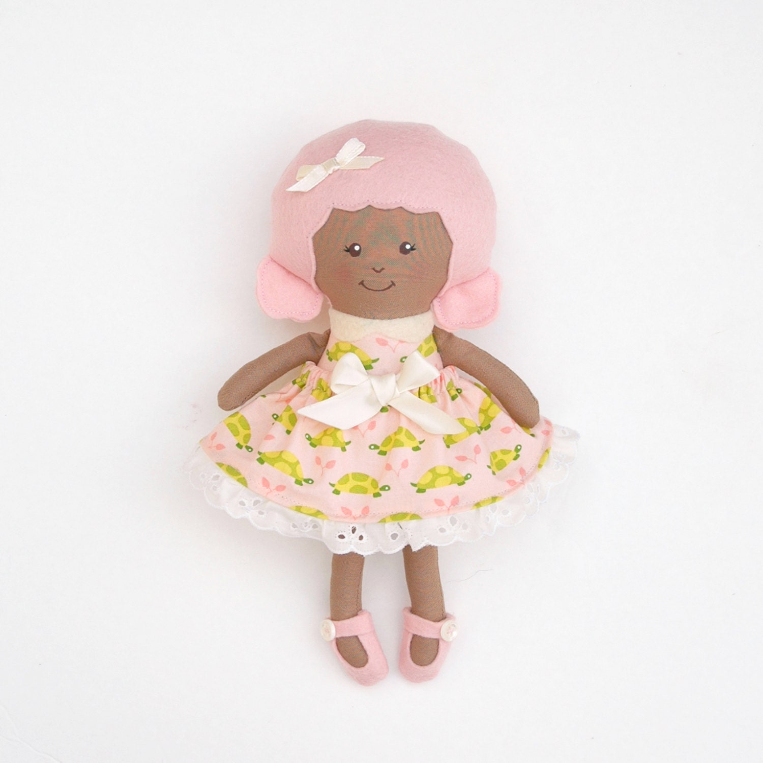 Peaches the Mini Dress Up Rag Doll with Turtle Skirt and Shoes