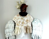 Boho shirt, linen top, gypsy cowgirl glam lace top, romantic clothing, altered couture, Shabby, women's, true rebel clothing med large