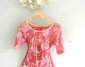 Lace Tunic, Red, cowgirl cross applique, bohemian gypsy shirt, boho top, Country clothing, romantic, Memorial Day, true rebel clothing Med