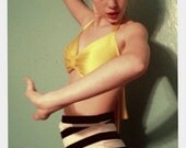 Vintage Bathing Suit Black and White Stripes Your Choice Color Top