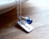 Namaste Yoga Necklace, Kyanite Gemstone Necklace, Yoga Jewelry, Spiritual Jewelry, Sterling Silver Charm Necklace
