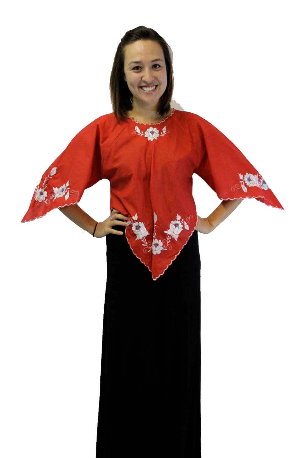Vintage Top 1970's Handkerchief Hem Angel Sleeves