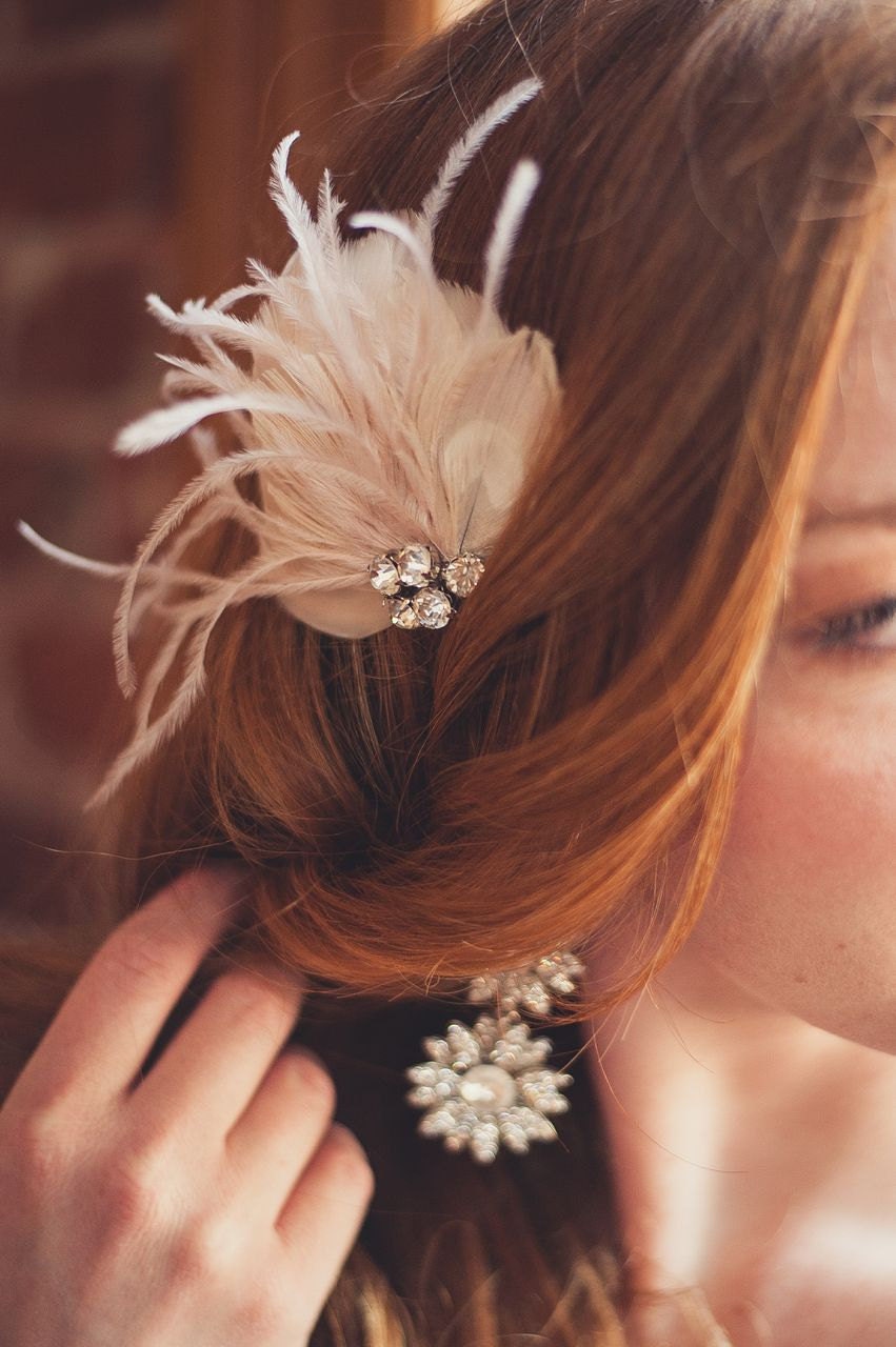 Blush Bridal Peacock Feather Hair Clip - Request Custom Colors