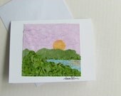 Summer Lake Fabric Collage Note Card